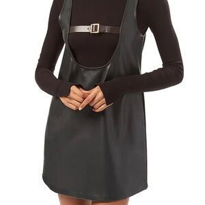 WeWoreWhat black sleeveless faux leather tunic